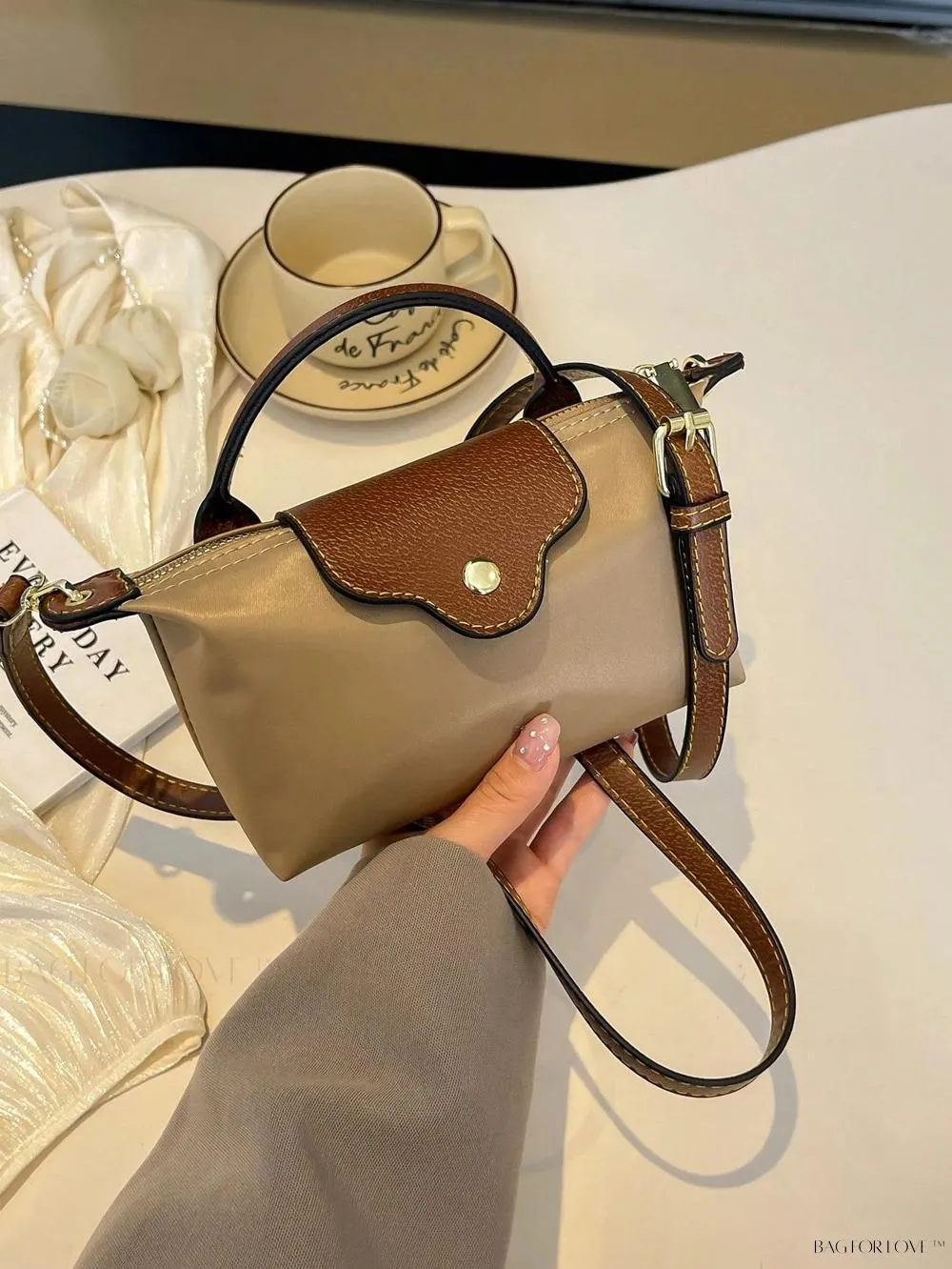 BagForLove - Mini Top Handle Nylon Handbag for Teen Girls and Working Women