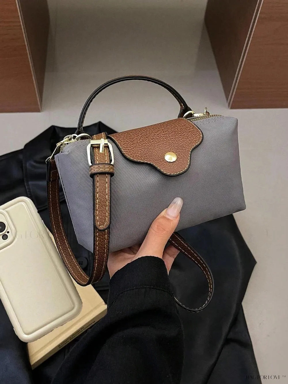 BagForLove - Mini Top Handle Nylon Handbag for Teen Girls and Working Women