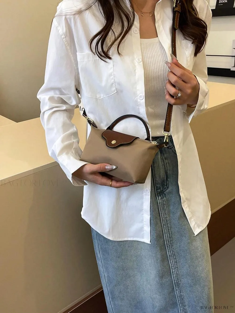 BagForLove - Mini Top Handle Nylon Handbag for Teen Girls and Working Women