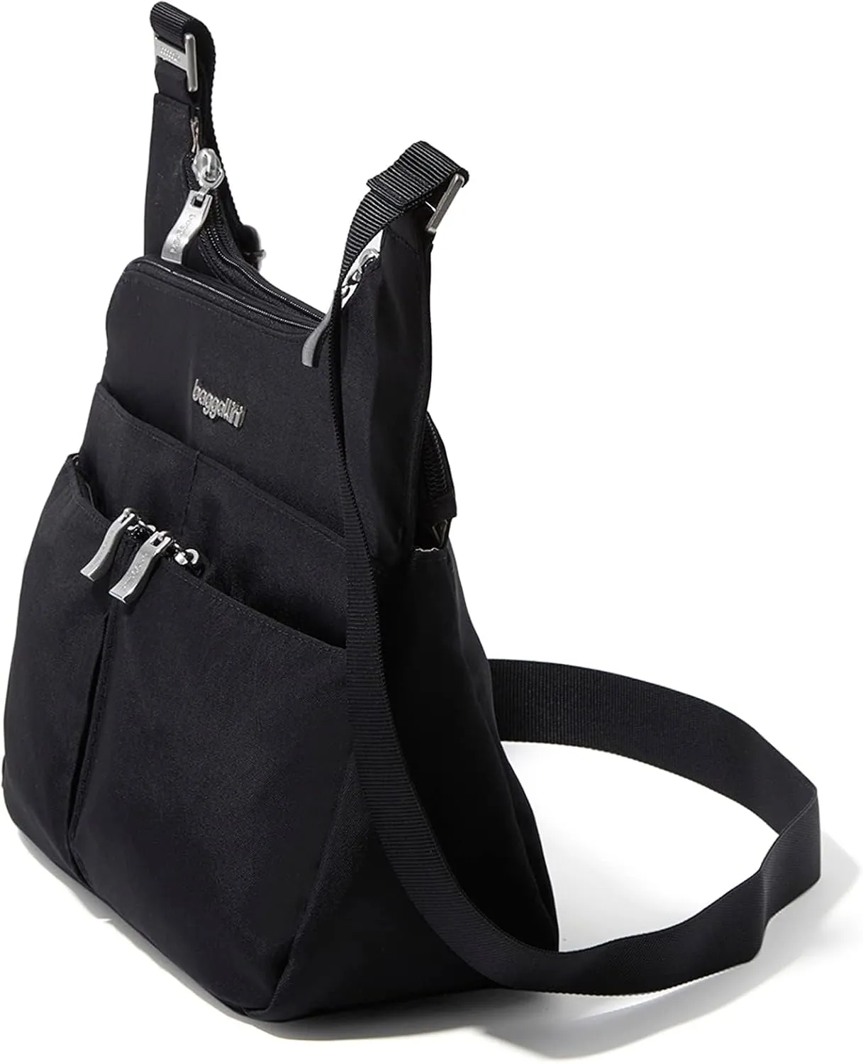 Baggallini Cross Over Crossbody Women 11x8.5 Medium Travel Bag Lightweight Water-Resistant Nylon Organized Handbag Purse