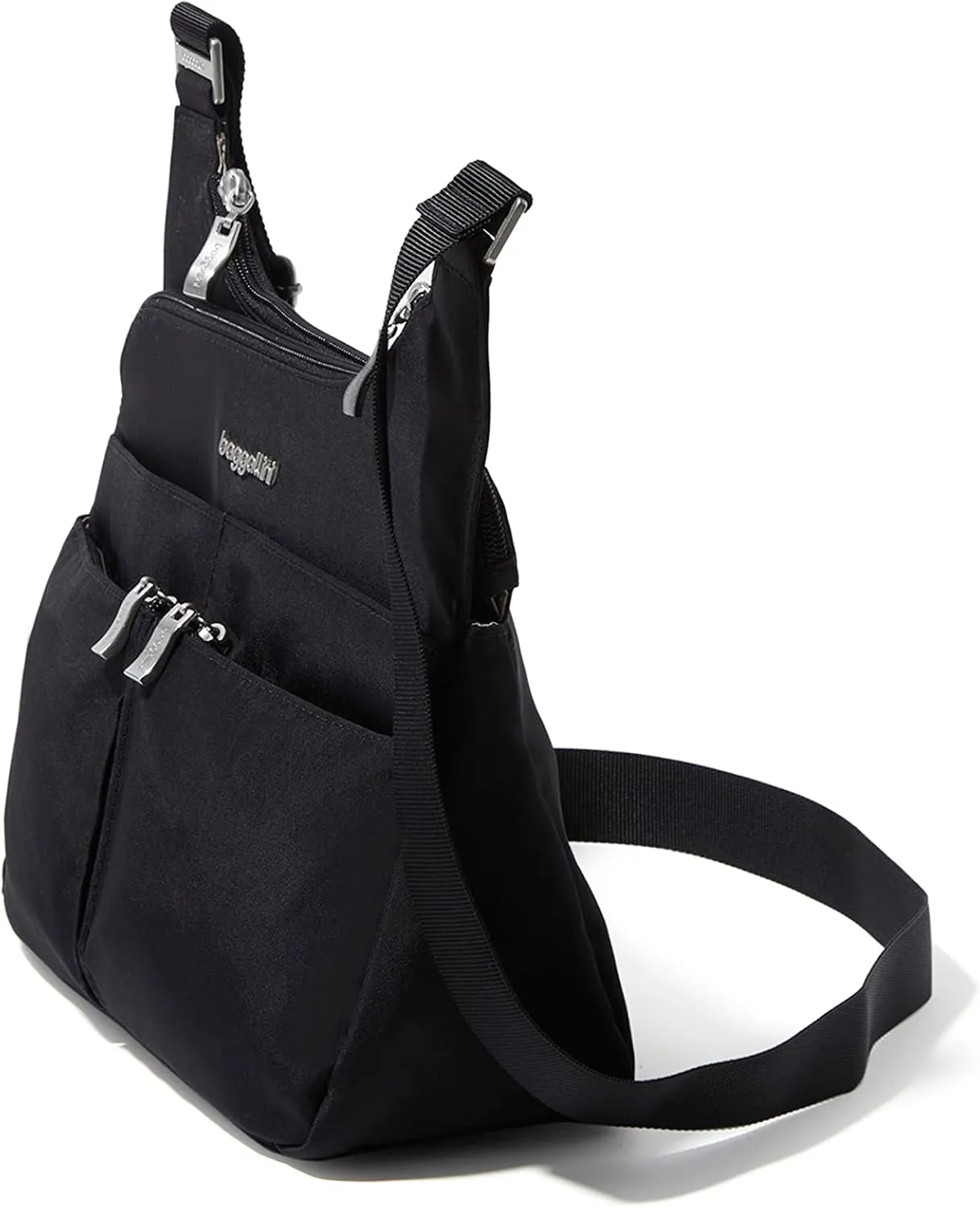Baggallini Cross Over Crossbody Women 11x8.5 Medium Travel Bag Lightweight Water-Resistant Nylon Organized Handbag Purse