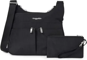Baggallini Cross Over Crossbody Women 11x8.5 Medium Travel Bag Lightweight Water-Resistant Nylon Organized Handbag Purse