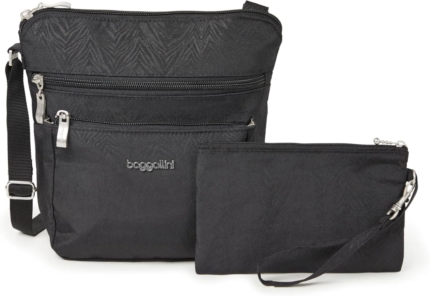 Baggallini Pocket Crossbody Bags for Women 8x8 Small Lightweight Durable Nylon Water-resistant Travel Purse W/Rfid Wristlet