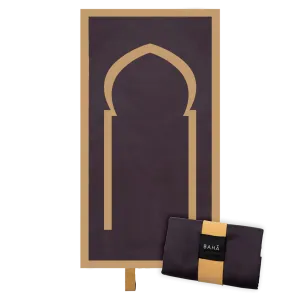 BAHĀ Portable Prayer Mat | Mihrab - Black and Gold