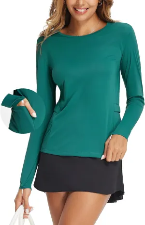 baleaf Women's Sun Shirt UV Protection Shirts Rash Guard Pockets SPF UPF 50  Quick Dry Long Sleeve Clothing