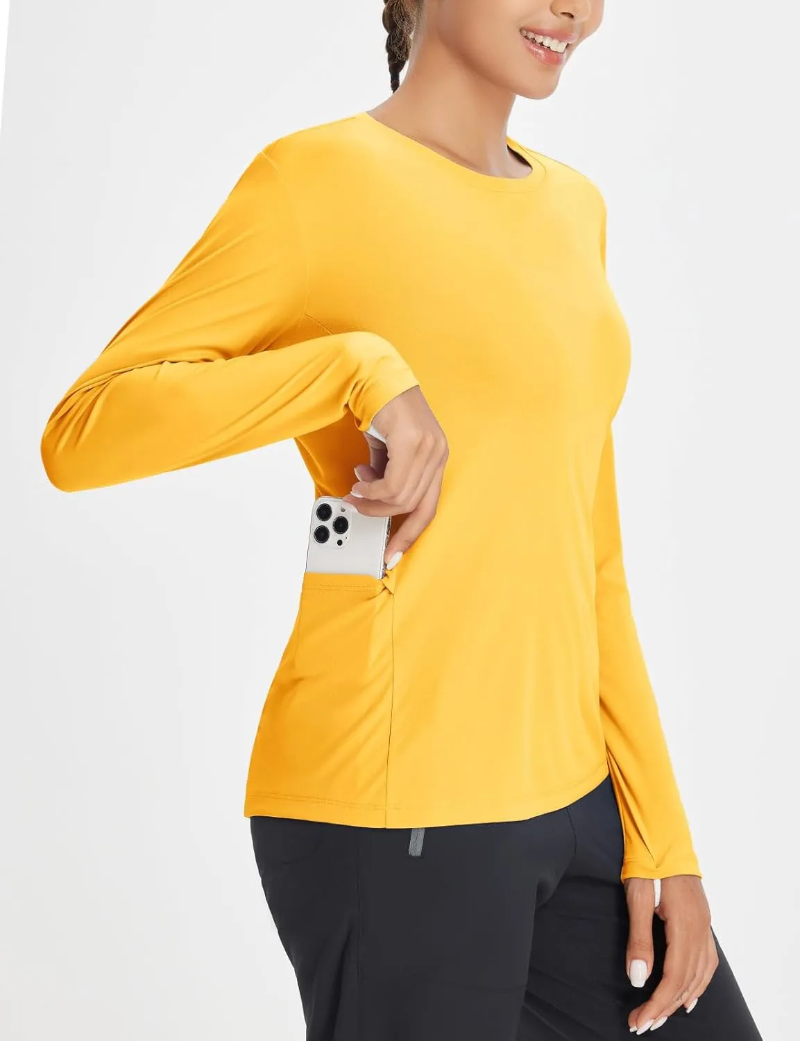baleaf Women's Sun Shirt UV Protection Shirts Rash Guard Pockets SPF UPF 50  Quick Dry Long Sleeve Clothing