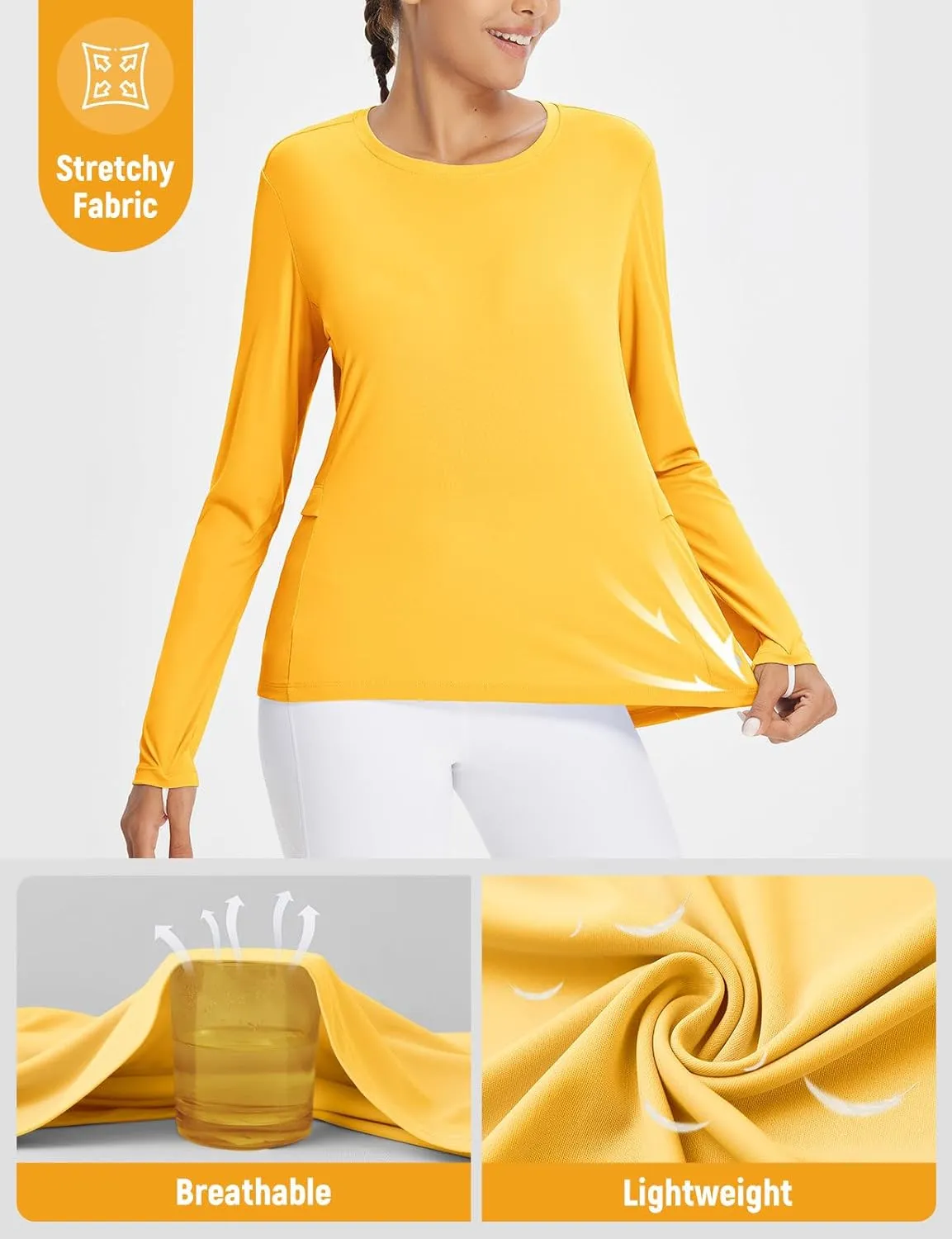 baleaf Women's Sun Shirt UV Protection Shirts Rash Guard Pockets SPF UPF 50  Quick Dry Long Sleeve Clothing