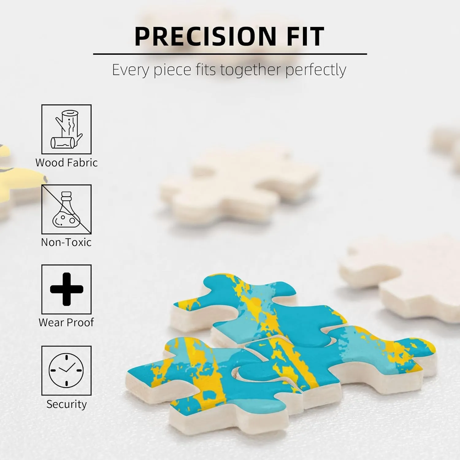 Banana Print,Wooden Picture Puzzle for Adults,Watercolor Banana Tropical Fruit,High Resolution, Matte Finish,Smooth Edging,Yellow Black Plastic Box Storage 300PCS