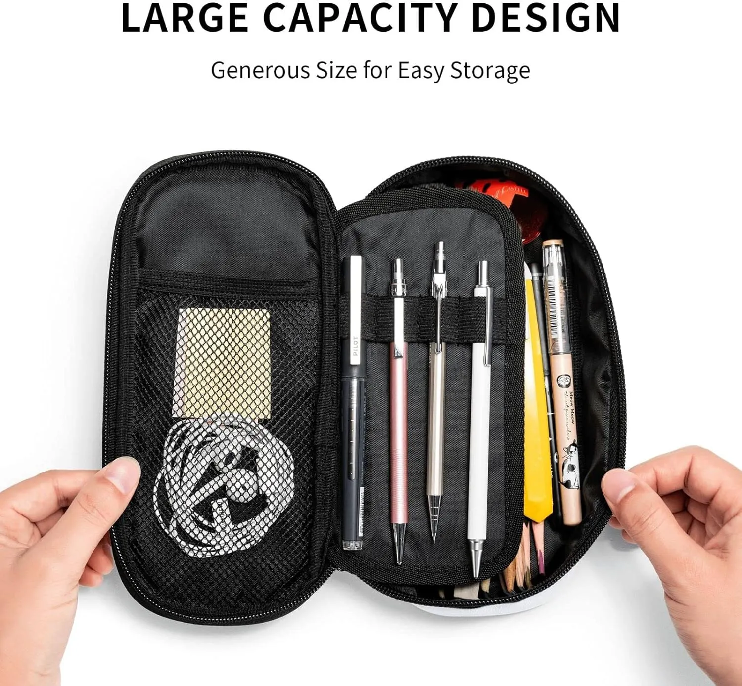 Baseball Blue White Ball Pencil Case Big Capacity Storage Pencil Pouch Stationery Bags With Zipper Portable Pen Holder Box Organizer For Boys Girls Teens Student College School Office Supplies