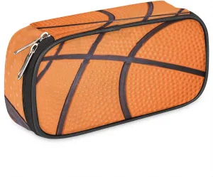 Basketball Big Capacity Pencil Pen Case Basketball Sport Large Pencil Pouch with Zipper Compartments Pencil Bag for Boys Girls Adults Student Office School Supplies