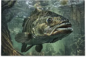 Bass Fish Jigsaw Puzzle 500 Piece Jigsaw Puzzle for Adults, Challenging Puzzle Perfect for Game Nights, Finished Puzzle Size is 29.5x19.7 in