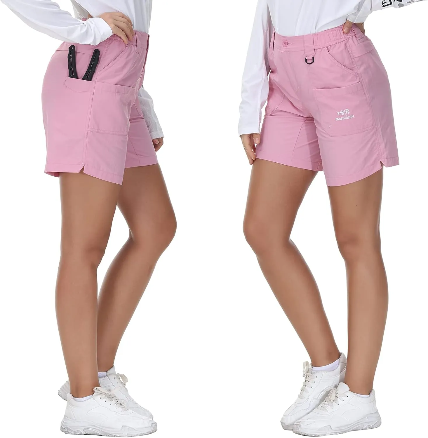 BASSDASH Women’s 7” Fishing Shorts UPF 50  Water Resistant Quick Dry Lightweight Hiking Cargo Shorts with Pockets FP03W