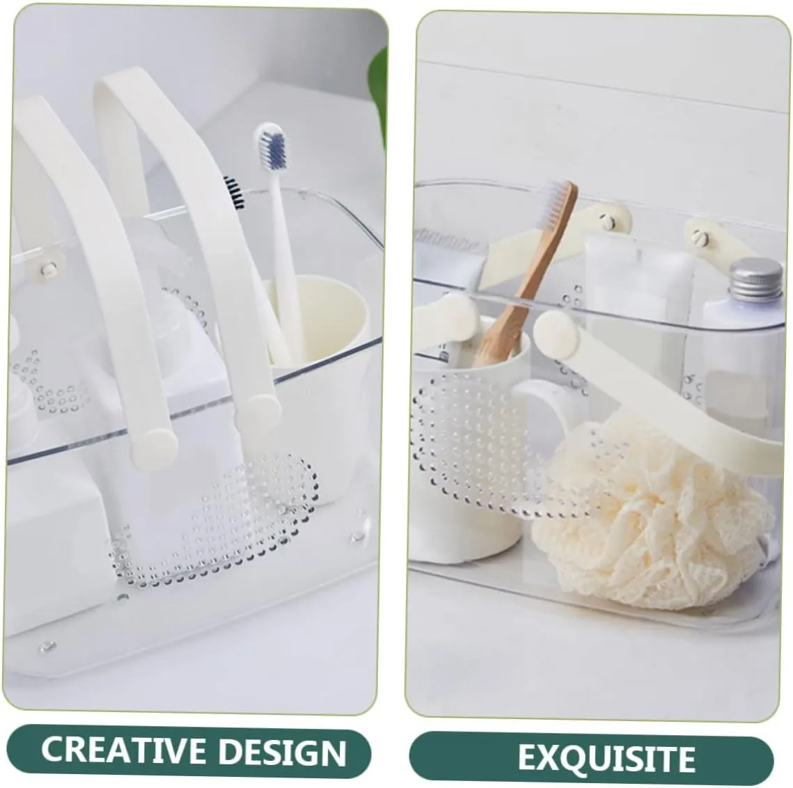 Bathroom Shower Organizer Plastic Storage Basket with Handle Portable for Dorm Kitchen Bath House