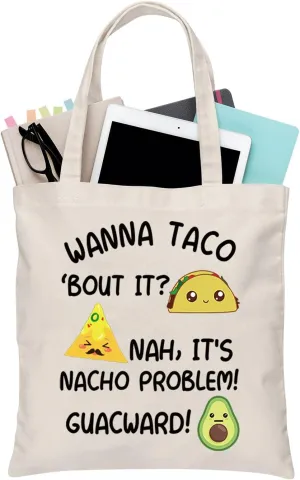 BDPWSS Avocado Tote Bag Wanna Taco Bout It Nacho Problem Funny Avocado Lover Handbag Taco Lover Gift Mexican Food Pun Gift
