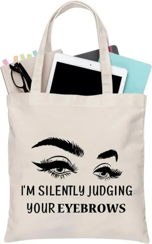 BDPWSS Esthetician Tote Bag Beautician Gift I'm Silently Judging Your Eyebrows Funny Esthetician Supplies Bag