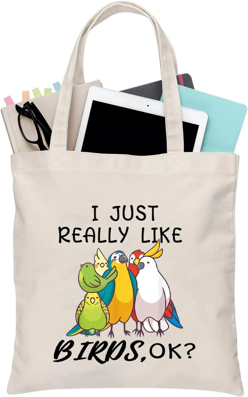 BDPWSS Parrots Lover Tote Bag - Bird Watching & Cockatoo Lovers Gift - Just Really Like Birds