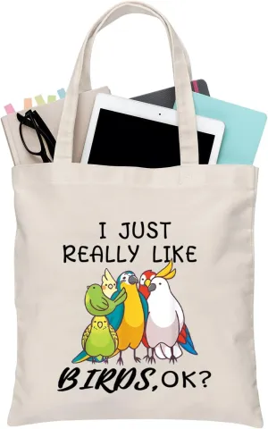 BDPWSS Parrots Lover Tote Bag - Bird Watching & Cockatoo Lovers Gift - Just Really Like Birds