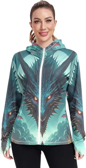 Beast Moonlight Athletic Hoodie Upf 50 , Long Sleeve Zip up Hiking Jacket Women Lightweight