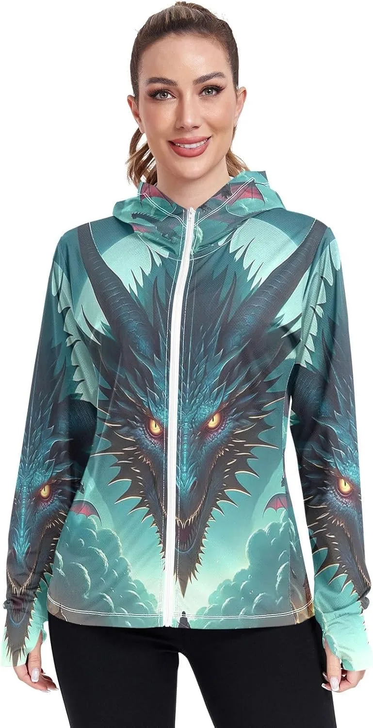 Beast Moonlight Athletic Hoodie Upf 50 , Long Sleeve Zip up Hiking Jacket Women Lightweight