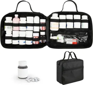 Beautyflier Medication Travel Bag, Medicine Bag for Traveling, Pill Bottle Organizer and Storage, Vitamin Bottle Carrying Case Carrier for Bottles of Medicine or Supplements, for Home and Travel