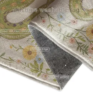 Beige Boho Snake Runner Rugs for Kitchen Bedroom Hallway 2×6ft Washable Animal Snake Area Rug Non Skid Indoor Home Decor Floor Mats