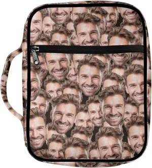 Belidome Custom Bible Cover with Face Pet Dog Face Bible Case Book Bag Carrying Church Tote Scriptur Study Journal Protector Storage Personalized Bible Cover for Women Men with Name
