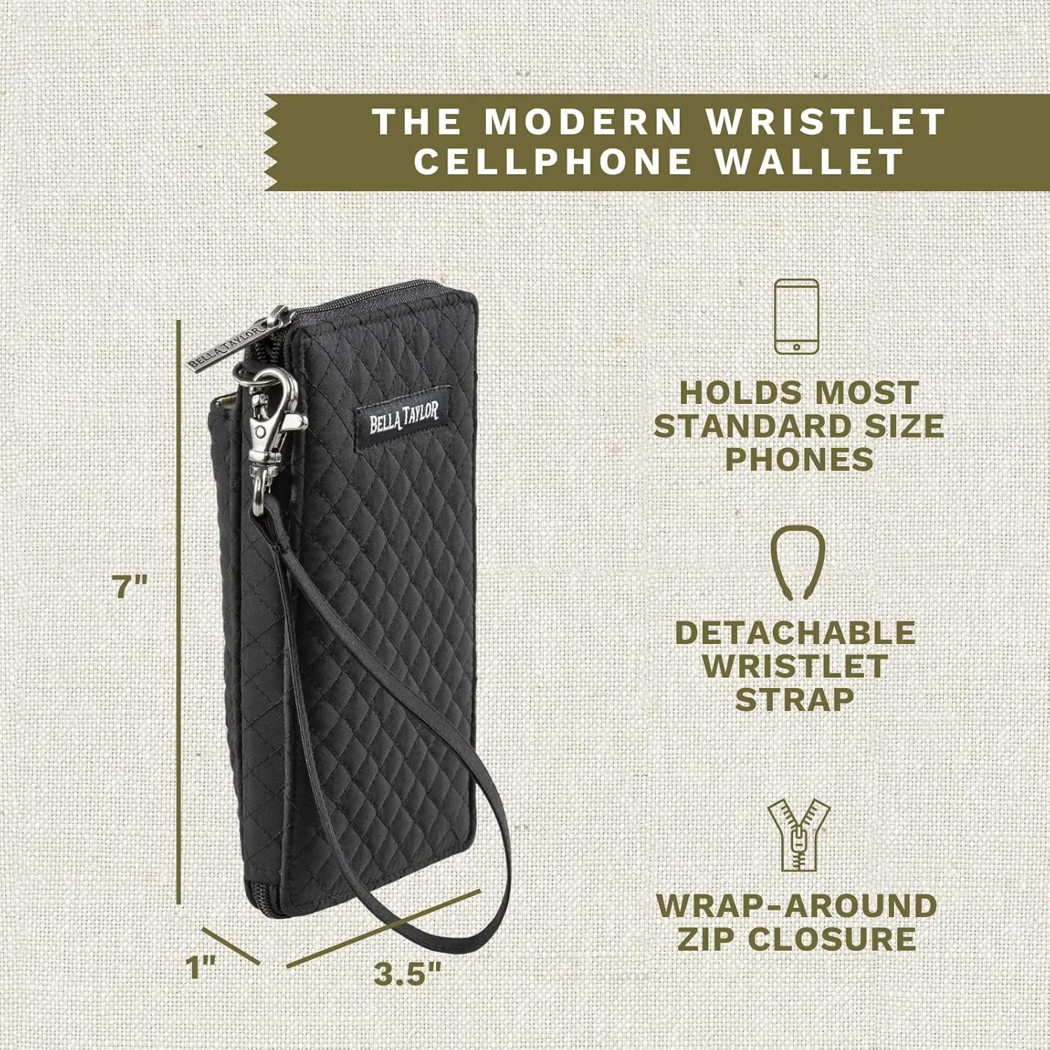 Bella Taylor Cell Phone Wristlet Wallet for Women with Smartphone Pocket and RFID Protection