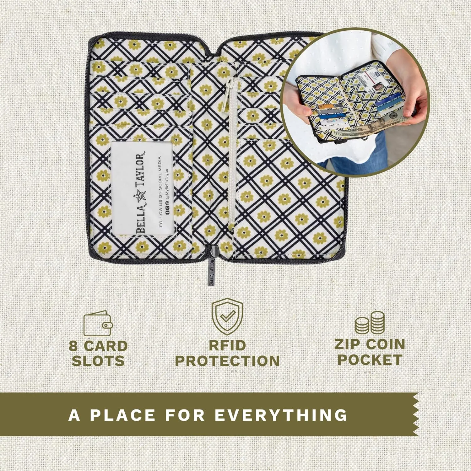 Bella Taylor Cell Phone Wristlet Wallet for Women with Smartphone Pocket and RFID Protection