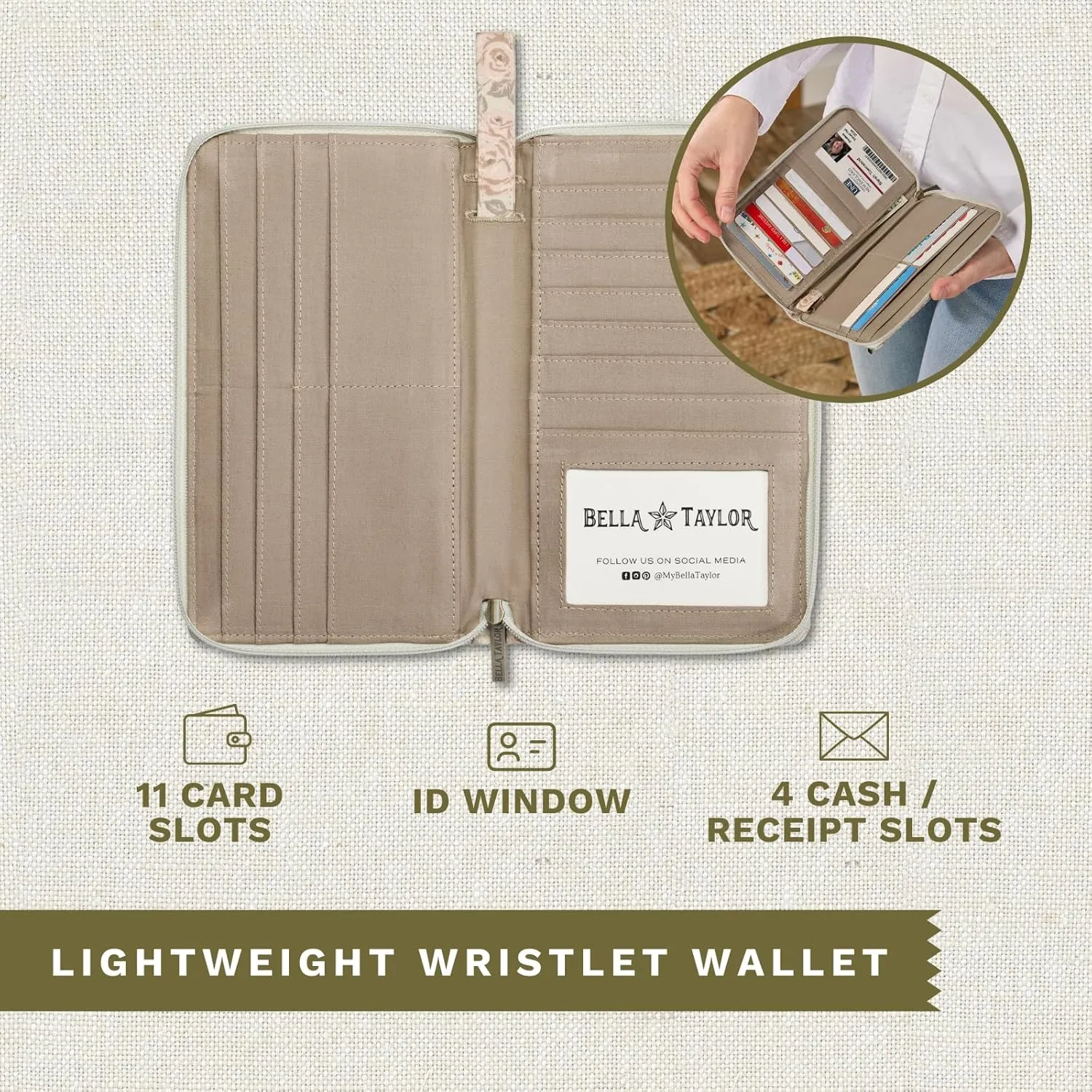 Bella Taylor Wrist Strap Wallet for Women | Multi Card Zip Around Wallet with RFID Protection and Wristlet Strap