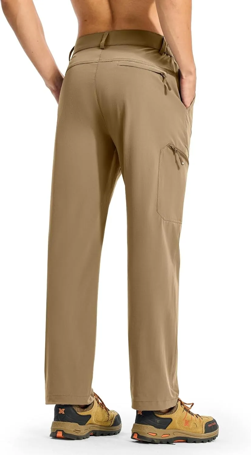 BGOWATU Men's Lightweight Hiking Travel Pants Quick Dry Water Resistant Athletic Joggers Zipper Pockets Cargo Workout Casual