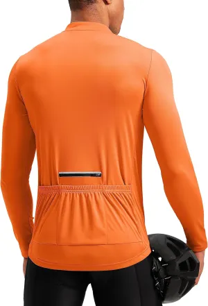 Bikewa Men's Cycling Jersey with 3 1 Rear Zipper Pockets Long Sleeve Moisture Wicking UPF 50  Half Zip Riding Bike Shirts