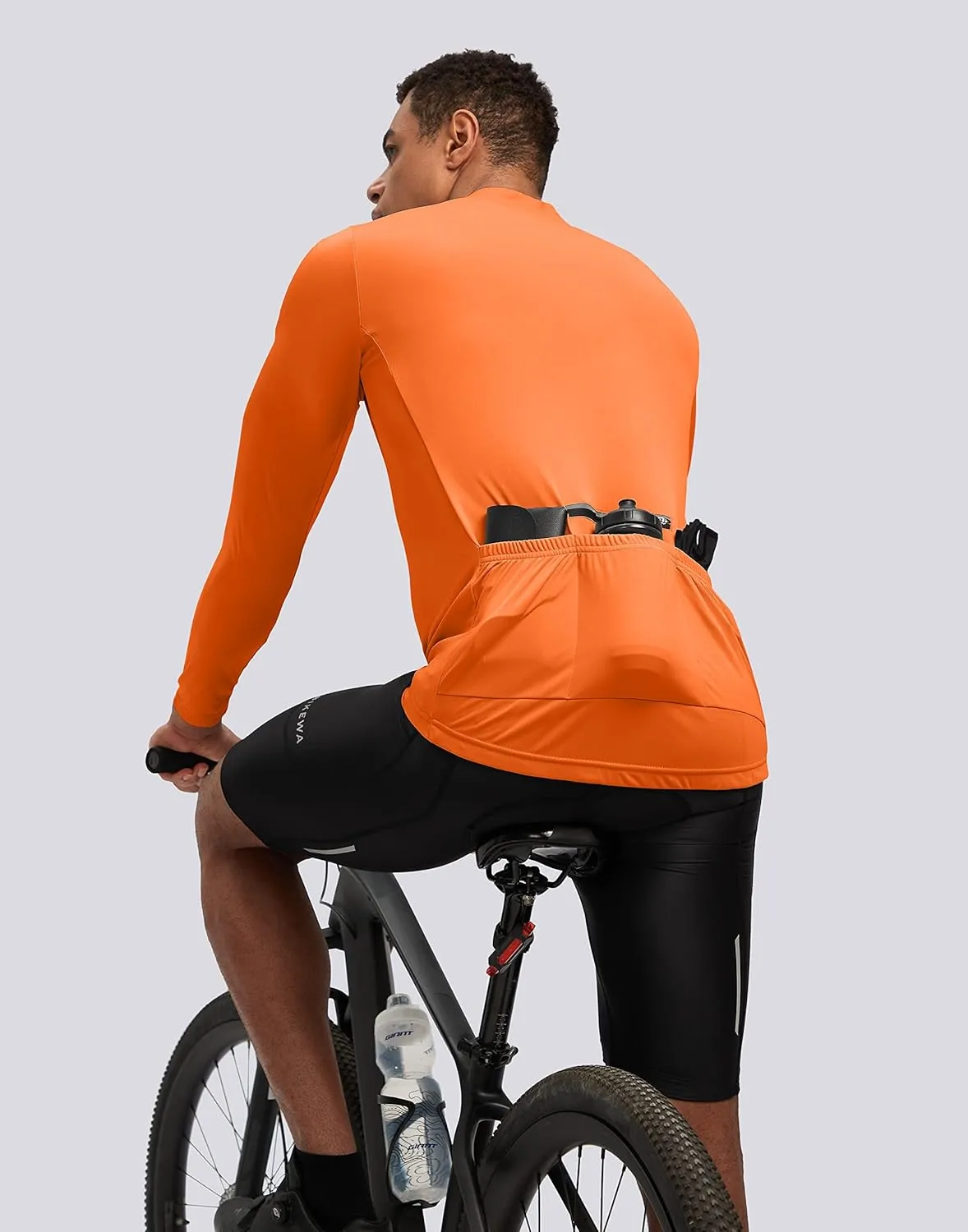 Bikewa Men's Cycling Jersey with 3 1 Rear Zipper Pockets Long Sleeve Moisture Wicking UPF 50  Half Zip Riding Bike Shirts