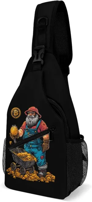 Bitcoin Miner Printed Sling Bag Casual Chest Bags Crossbody Backpack for Men Women Travel Outdoors