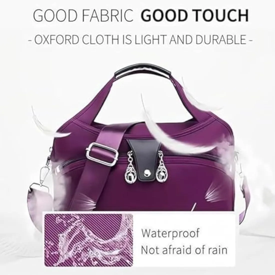 Blaciokamith Soft Side Lightweight Underseat Tote Bag, Waterproof Oxford Blaciokamith Crossbody Bag for Women