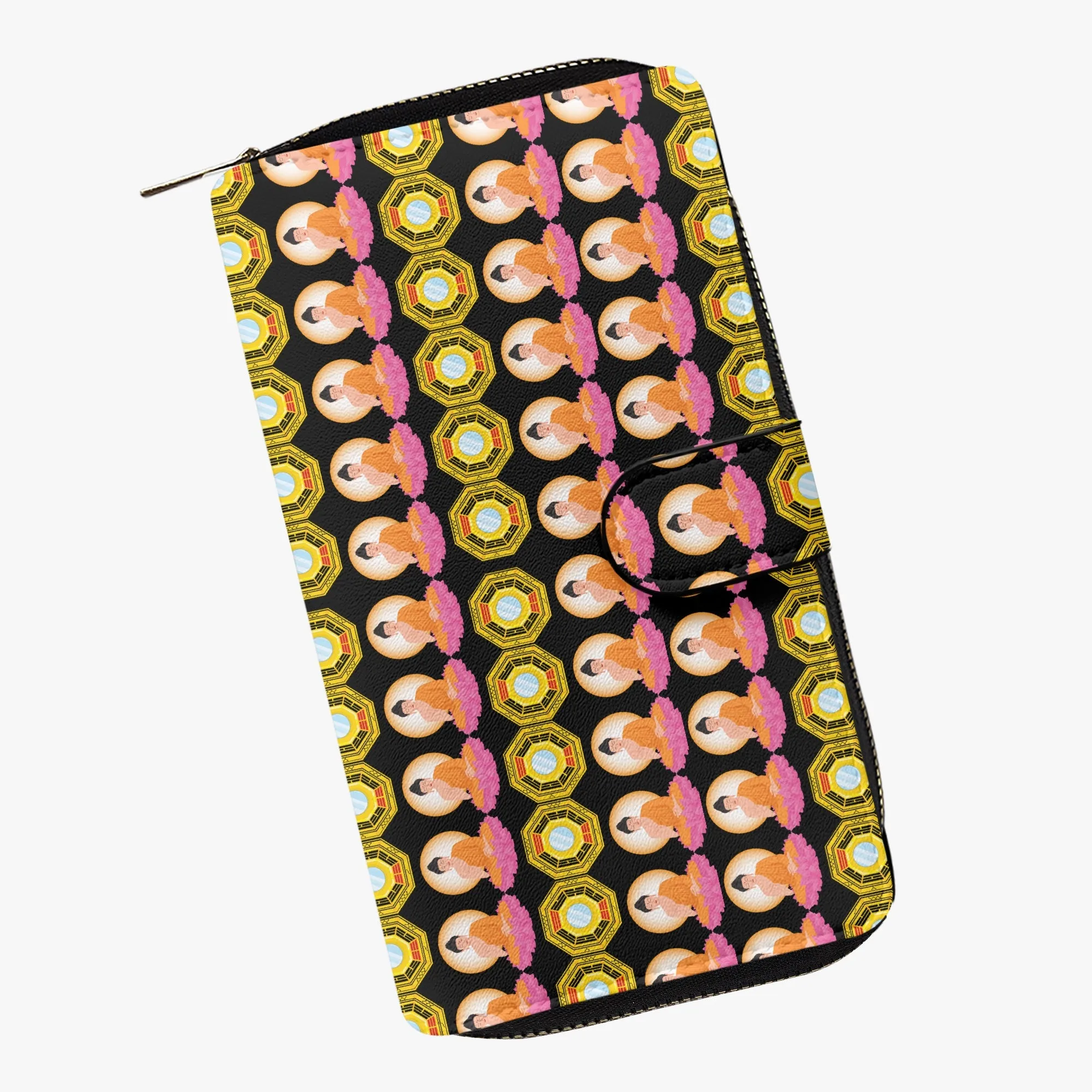 Black Fengshui Buddha & Bagua Long Flap Wallet