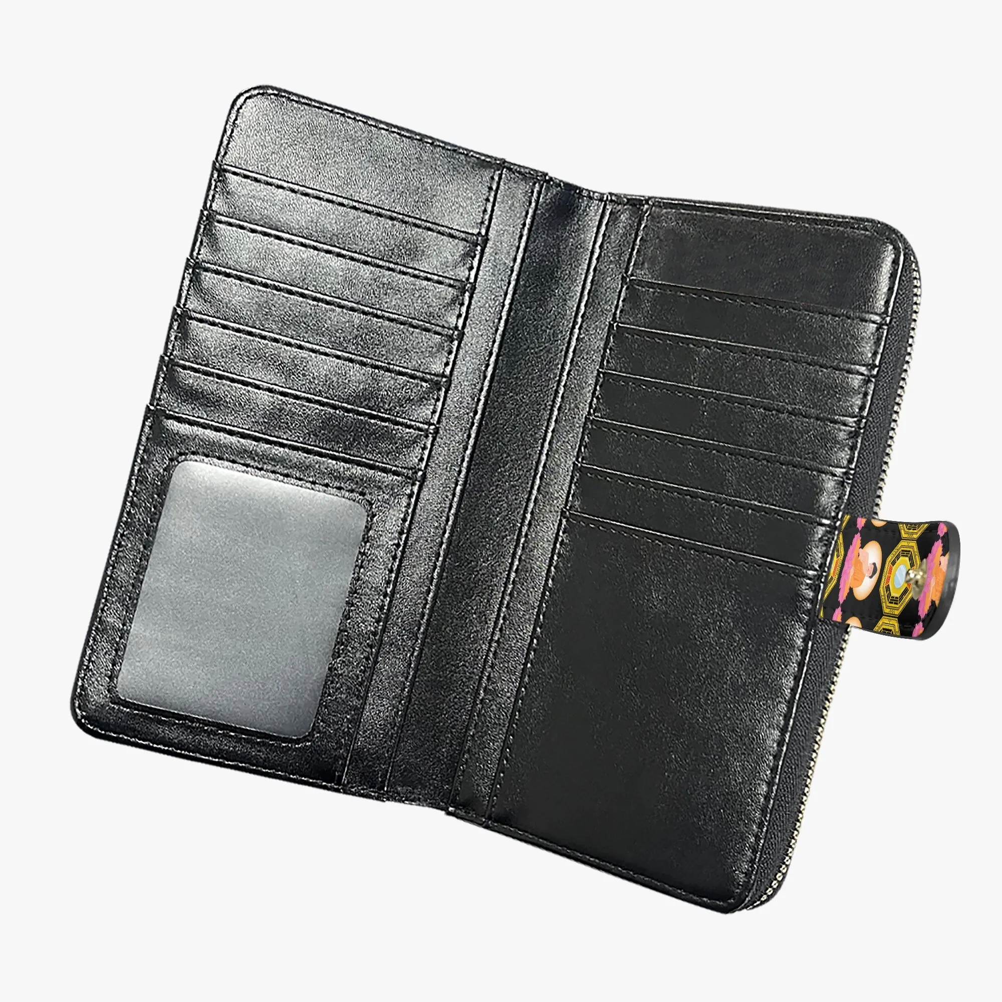 Black Fengshui Buddha & Bagua Long Flap Wallet