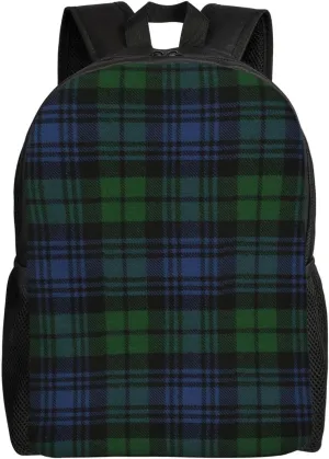 Black Watch Ancient Original Scottish Tartan Minimalist Laptop Backpack – Waterproof Business Travel Bag, Breathable Design, Modern Work & Leisure