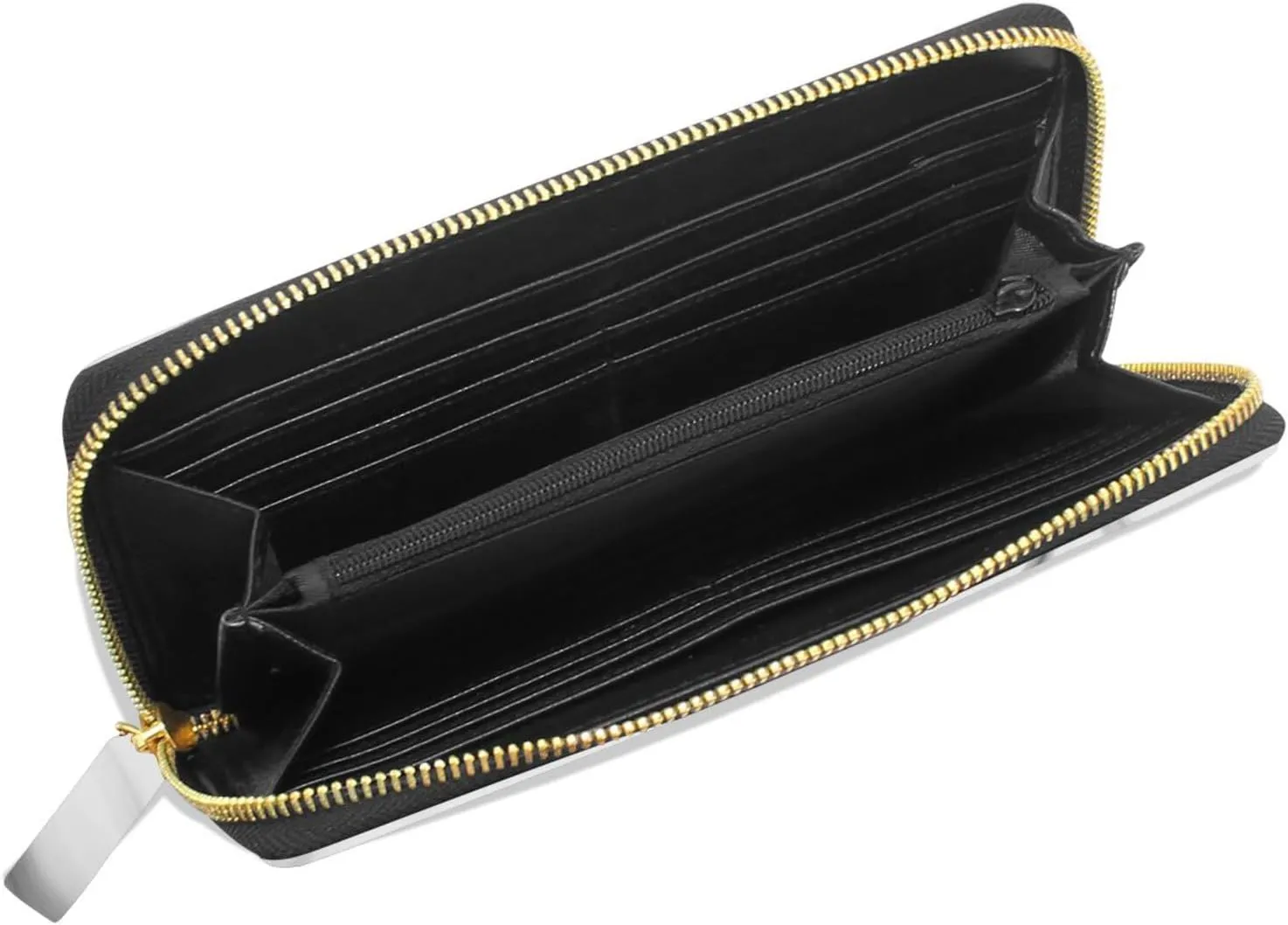 Black White Liquid Marble Agate Slab Paint Pastel Macro Wavy Leather Long Wallet Organizer with Zipper Purse Clutch Bag for Women Men Key Card Coin Passport Checkbook 8 x 4 inch