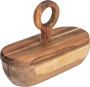 Bloomingville Bloomingville Modern Acacia Wood Divided Container with Lid, Natural