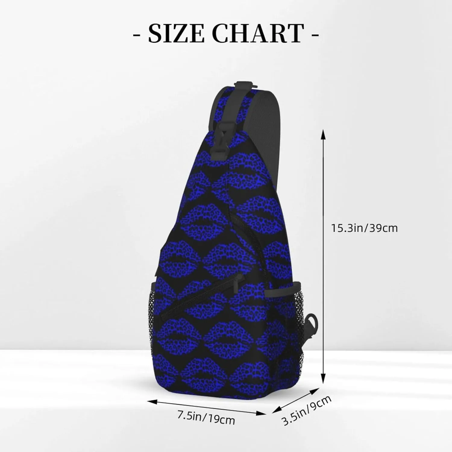 Blue Black Leopard Lips Crossbody Bag Cross Chest Bag Adjustable Sling Backpack Sports Gym Shoulder Bags Travel Cycling Daypack Diagonally Casual Rucksack