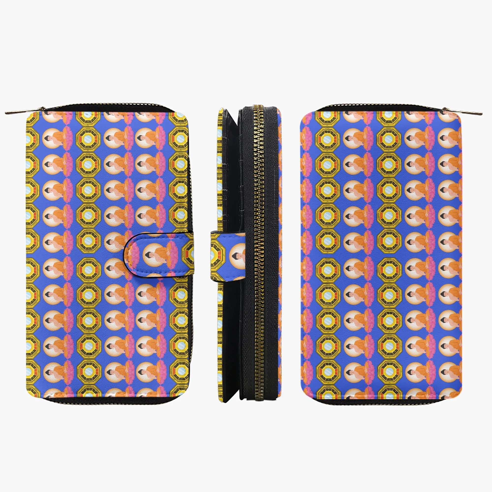 Blue Fengshui Buddha & Bagua Long Flap Wallet