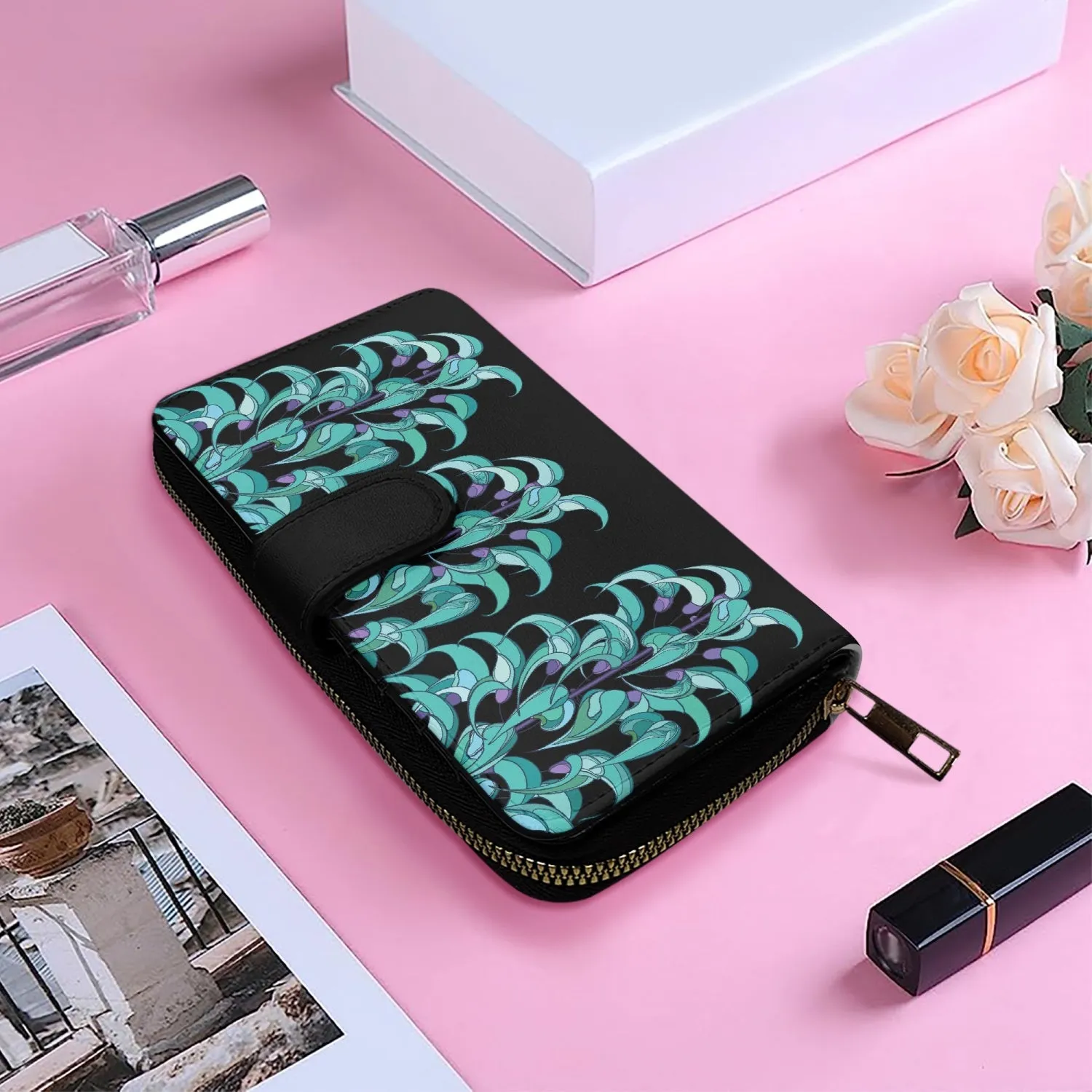 Blue Jade- Long Leather Wallet