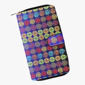 Blue Ombre Fengshui Symbols Long Flap Wallet