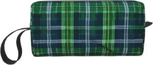 Blue Scottish Tartan print Travel Cosmetic Bag Gifts for Women Portable Make Up Bags for Women Mother Sister