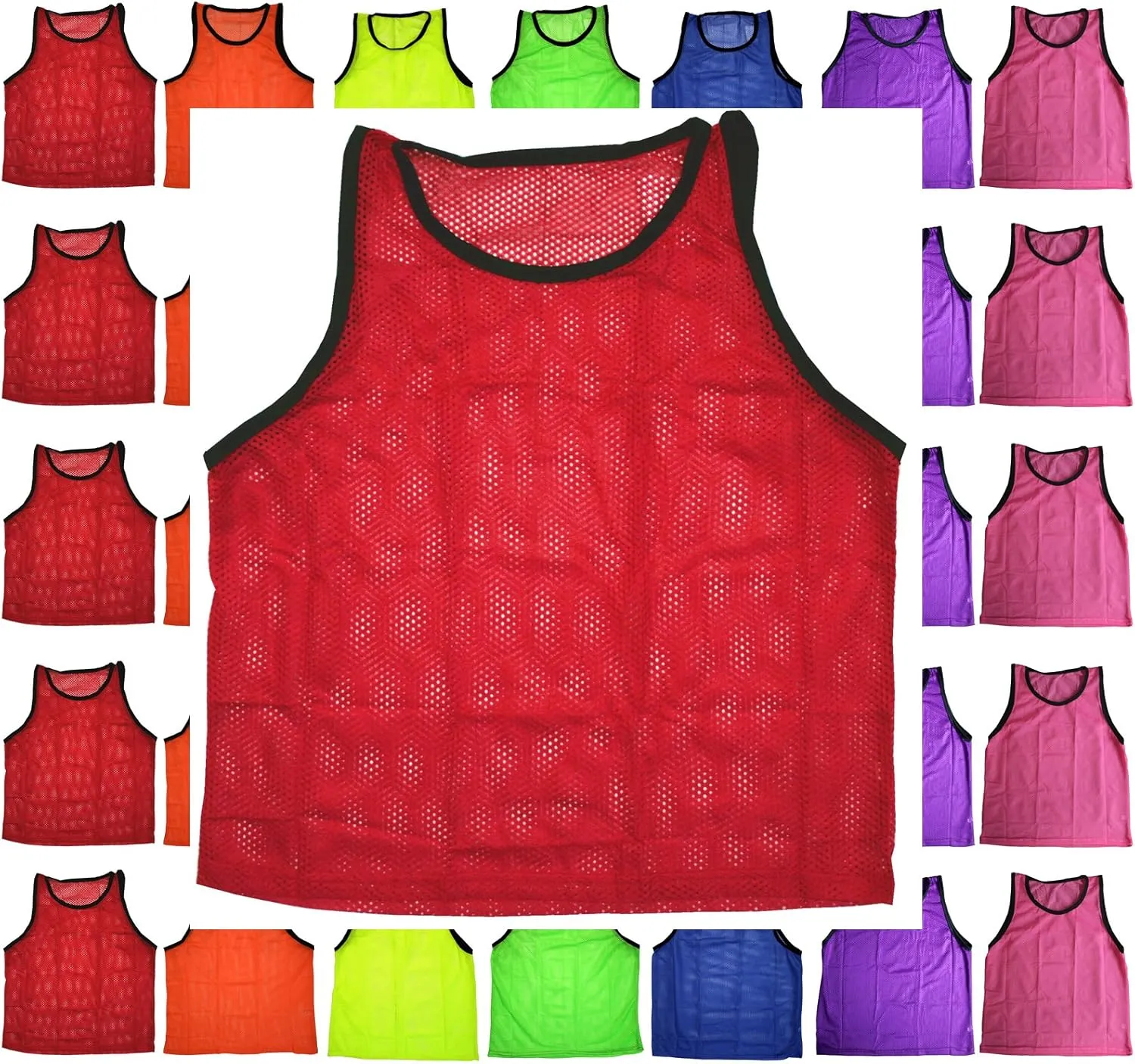 BlueDot Trading 12 Adult Men Woman Unisex Sports Pinnie Scrimmage Training Vest, Nylon Mesh – Soccer, Field Hockey, Lacrosse