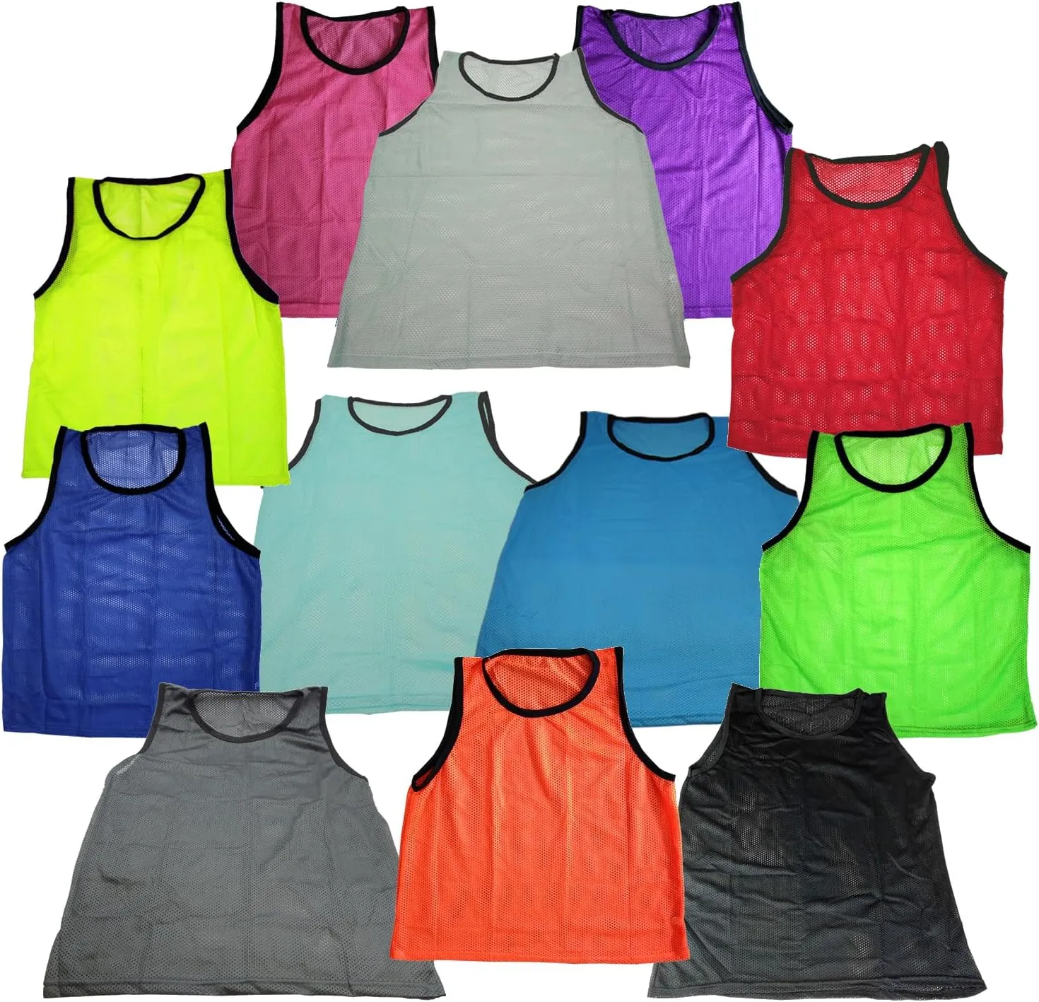 BlueDot Trading 12 Adult Men Woman Unisex Sports Pinnie Scrimmage Training Vest, Nylon Mesh – Soccer, Field Hockey, Lacrosse