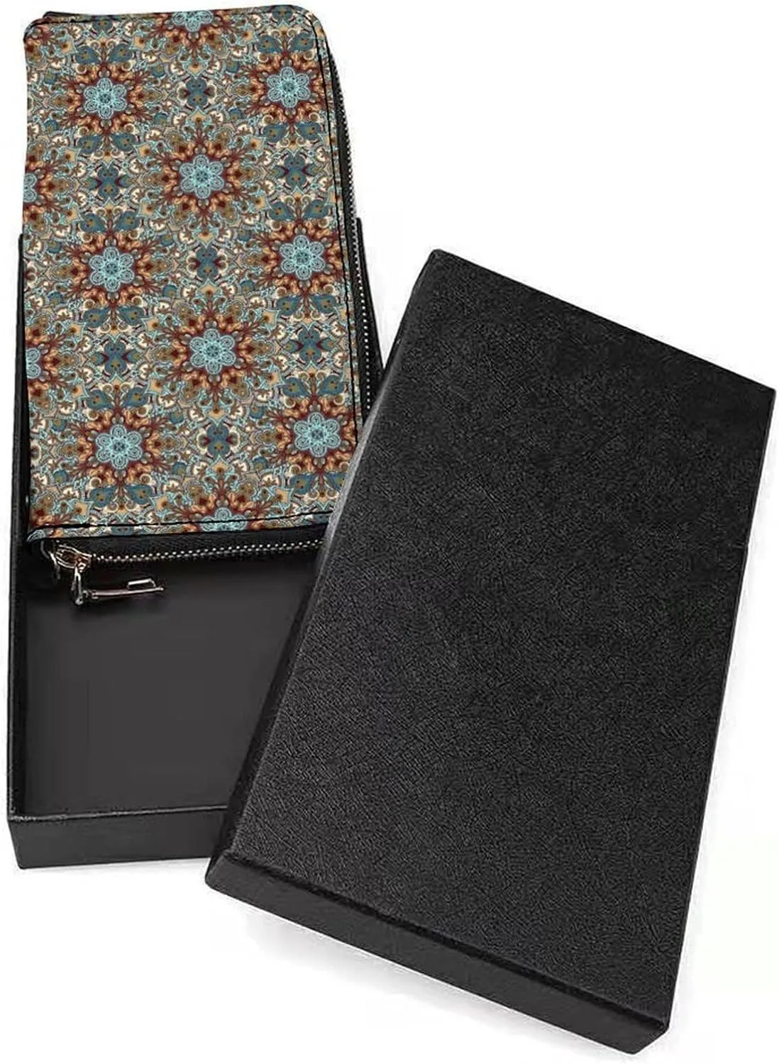 Boho Flower Women's Leather Long Large Capacity Wallet Clutch Wallet with Hand Strap, 20x10.5cm, style-8-1