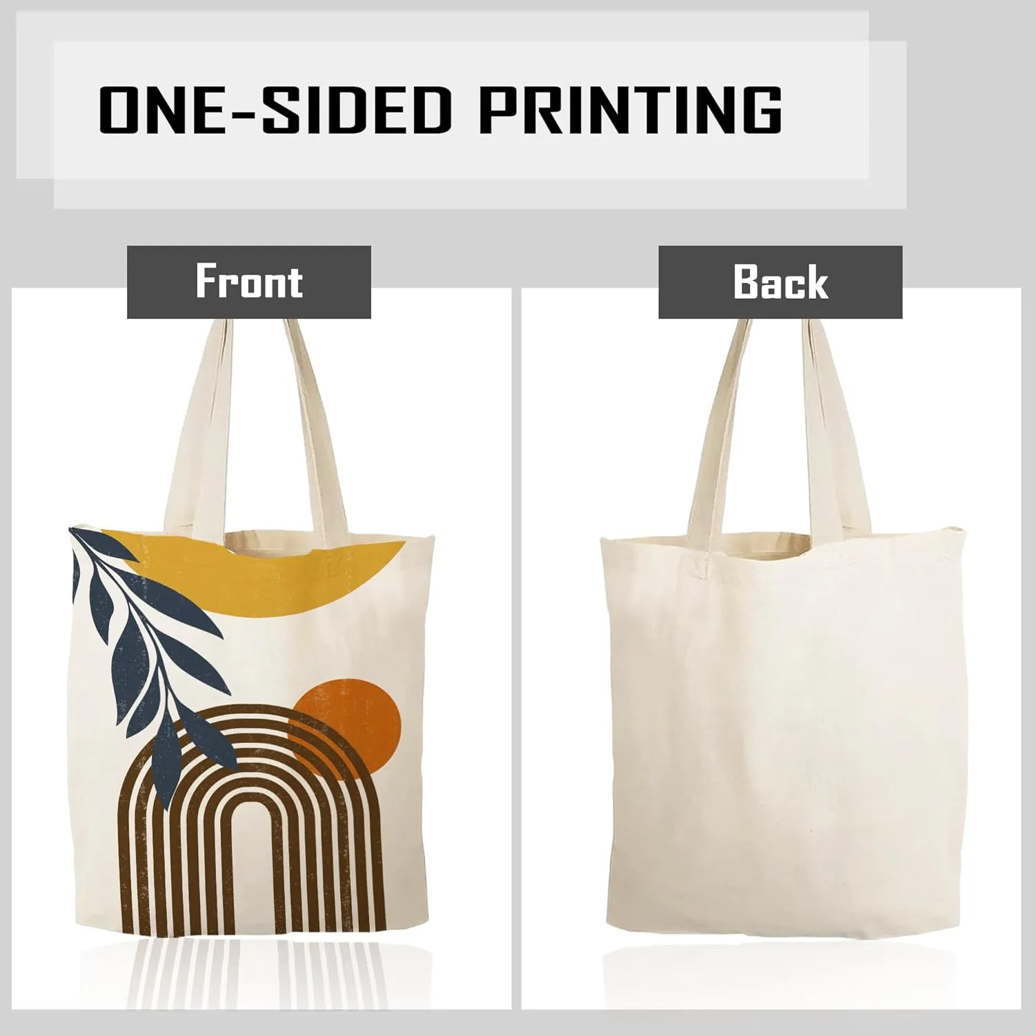 Boho Sun Abstract Art Canvas Tote Bag Shoulder Zipper Pocket Aesthetic Minimalist Print Personalized Women Teacher Lady Shopping Handbag College Book Reusable Grocery Work Storage Cloth Cotton