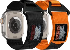 BooGoo Compatible with Apple Watch Band - 2 Pack Black & Orange Nylon Straps, Suitable for Apple Watch Ultra 2, Ultra, Series 10, Apple Watch Band 46mm (M, Black & Orange Duo)
