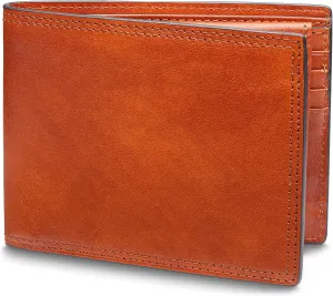 Bosca ITALIA, Credit Card Men's Leather Wallet with I.D. Passcase Made In Italy, Dolce Leather Collection Amber